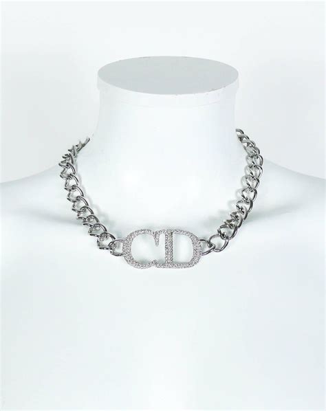 dior silver chain|genuine christian Dior necklace.